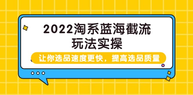 2022淘系蓝海截流玩法实操：让你选品速度更快，提高选品质量（价值599）-自由之翼资源网