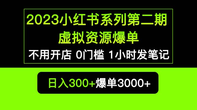 2023小红书系列第二期 虚拟资源私域变现爆单，不用开店简单暴利0门槛发笔记-自由之翼资源网