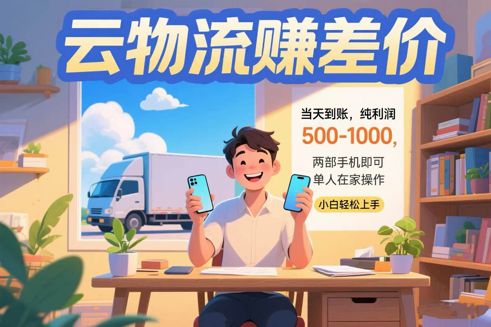 （15492期）云物流赚差价 当天到账纯利润500-1000 两部手机即可 可单人在家操作 小…-自由之翼资源网