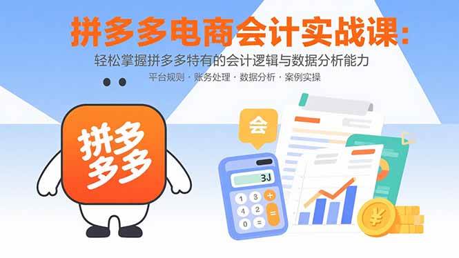 （15767期）拼多多电商会计实战课：轻松掌握拼多多特有的会计逻辑与数据分析能力-自由之翼资源网