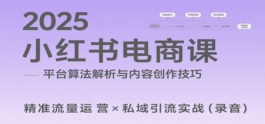 2025小红书电商课：解析算法，创作高转化内容，助力卖家获取流量实现变现(录音)-自由之翼资源网