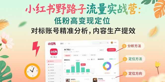 （15423期）小红书野路子流量实战营：低粉高变现定位 对标账号精准分析 内容生产提效-自由之翼资源网