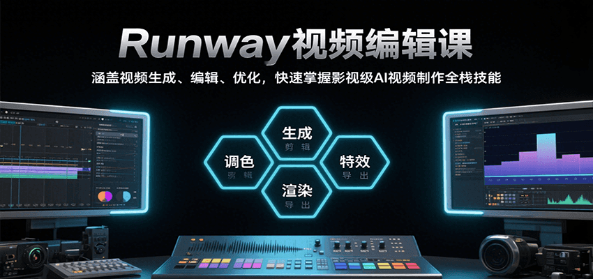 Runway视频编辑课，涵盖视频生成、编辑、优化，快速掌握影视级AI视频制作全栈技能-自由之翼资源网