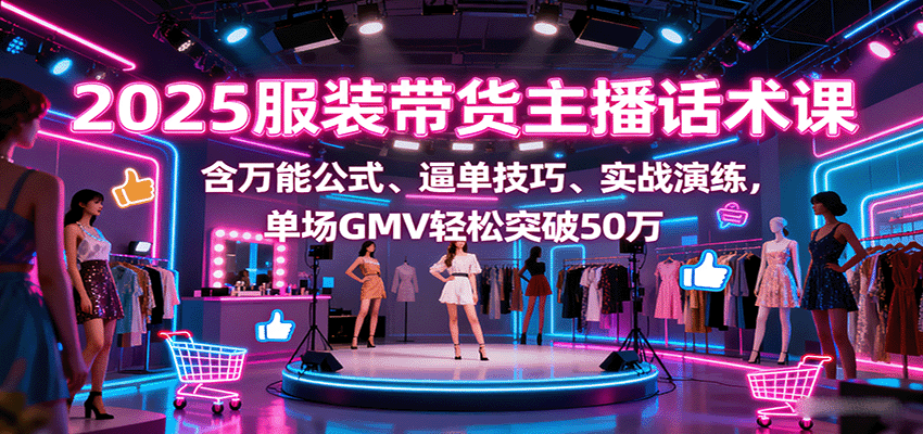 2025服装带货主播话术课，含万能公式、逼单技巧、实战演练，单场GMV轻松突破50万-自由之翼资源网