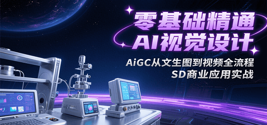 零基础精通AI视觉设计，AiGC从文生图到视频全流程，SD商业应用实战-自由之翼资源网