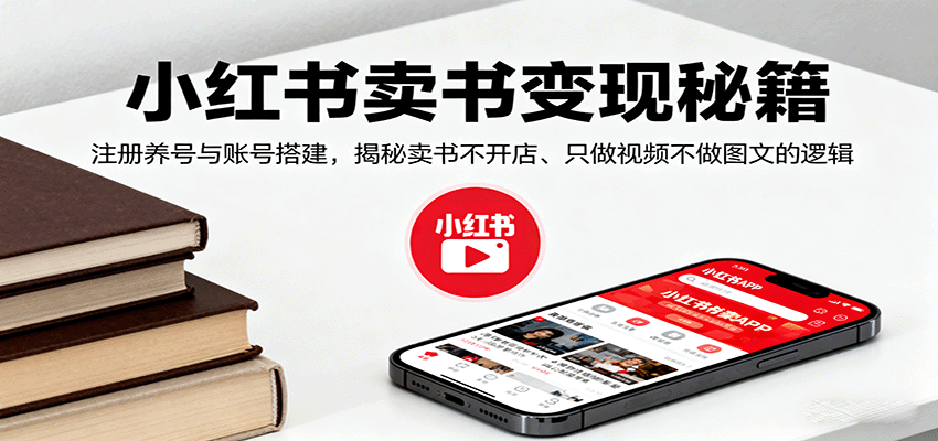 小红书卖书变现秘籍,注册养号与账号搭建,揭秘卖书不开店、只做视频不做图文的逻辑-自由之翼资源网