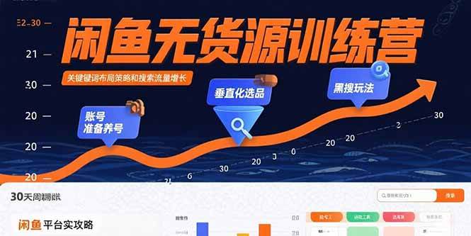 （15698期）闲鱼无货源训练营：账号准备养号/垂直化选品/黑搜玩法，0基础30天盈利指南-自由之翼资源网