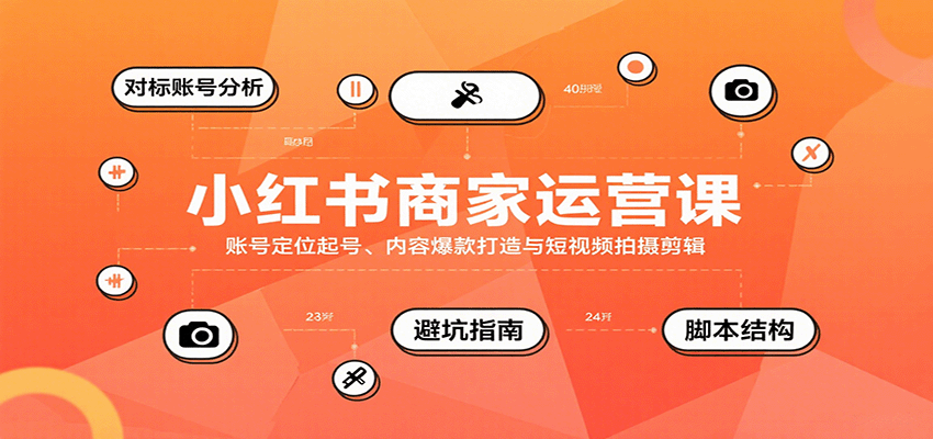 小红书商家运营课，账号定位起号、内容爆款打造与短视频拍摄剪辑-自由之翼资源网