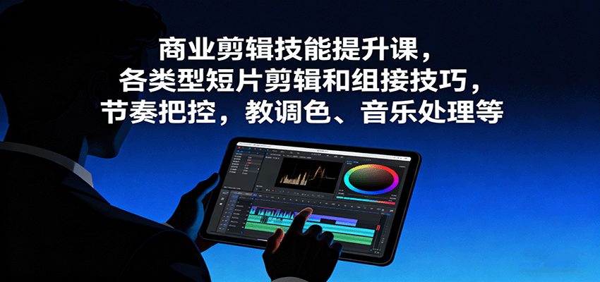 商业剪辑技能提升课，各类型短片剪辑和组接技巧，节奏把控，教调色、音乐处理等-自由之翼资源网