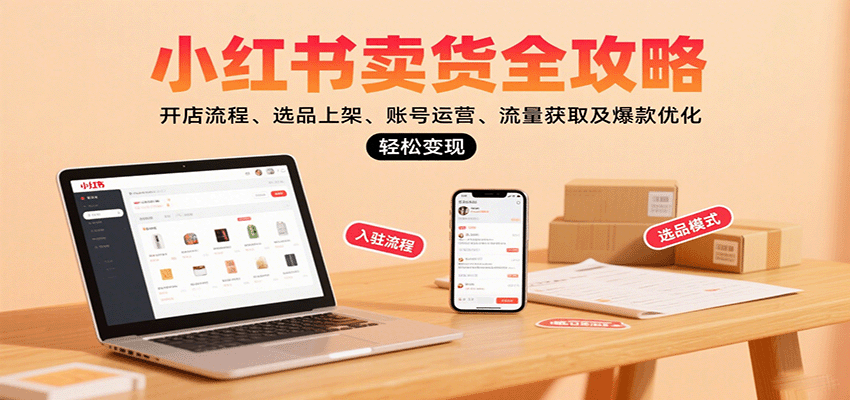 小红书卖货全攻略：开店流程、选品上架、账号运营、流量获取及爆款优化，轻松变现-自由之翼资源网
