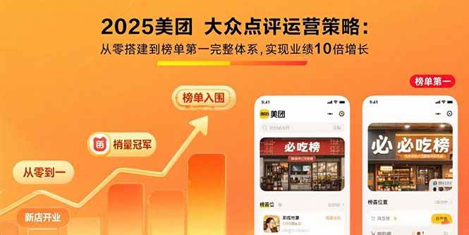 （15602期）2025美团 大众点评运营策略:从零搭建到榜单第一完整体系,实现业绩10倍增长-自由之翼资源网