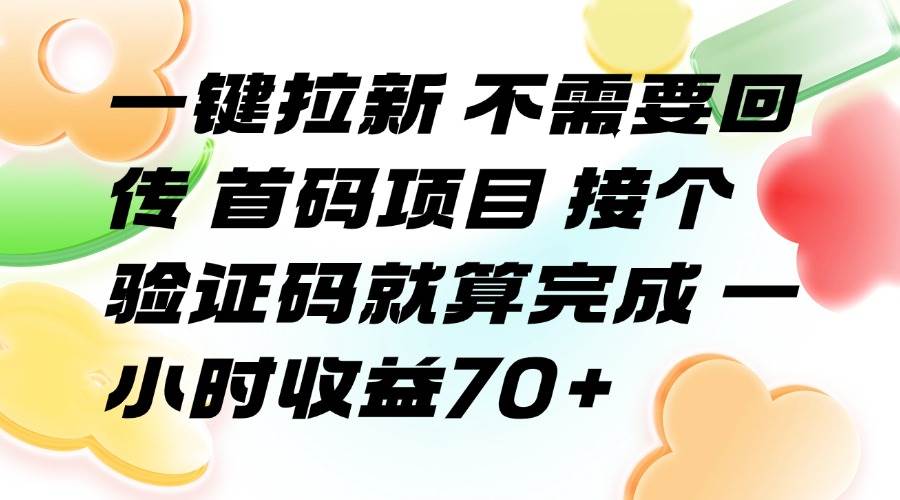 （15588期）一键拉新 不需要回传 首码项目 接个验证码就算完成 一小时收益70+-自由之翼资源网
