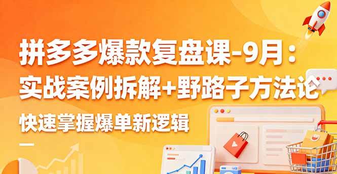 （16176期）拼多多爆款复盘课-9月：实战案例拆解+野路子方法论，快速掌握爆单新逻辑-自由之翼资源网