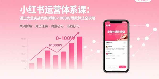 （15792期）小红书运营体系课：通过大量实战案例拆解0-1000W爆款算法全攻略-自由之翼资源网