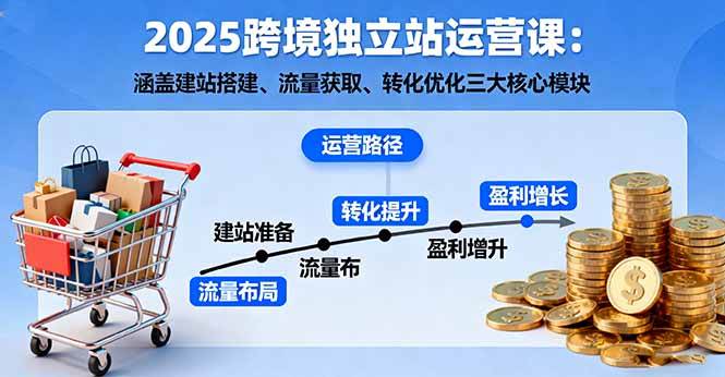 （16211期）2025跨境独立站运营课：涵盖建站搭建、流量获取、转化优化三大核心模块-自由之翼资源网
