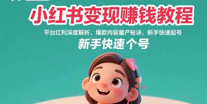 （15559期）小红书变现赚钱教程：平台红利深度解析，爆款内容量产秘诀，新手快速起号-自由之翼资源网