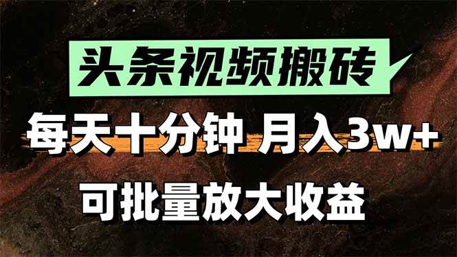 （15582期）2025最新副业玩法！AI全自动搬运视频发头条，无脑发布也能月入过万！-自由之翼资源网
