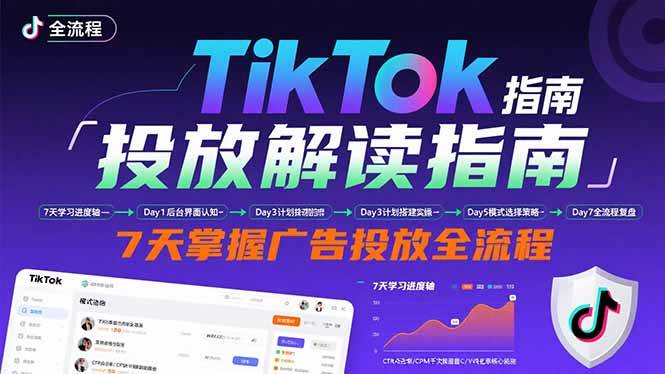 （15753期）TikTok投放解读指南：后台操作/计划建立/模式选择，7天掌握广告投放全流程-自由之翼资源网