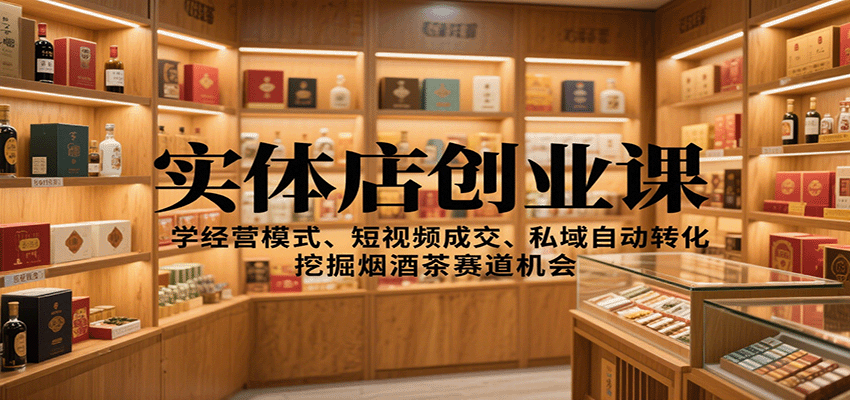 实体店创业课：学经营模式、短视频成交、私域自动转化，挖掘烟酒茶赛道机会-自由之翼资源网