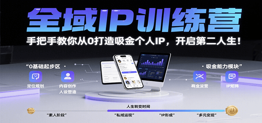 全域IP训练营，手把手教你从0打造吸金个人IP，开启第二人生！-自由之翼资源网