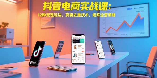 （15478期）抖音电商实战课：12种变现玩法，剪辑去重技术，矩阵运营策略-自由之翼资源网