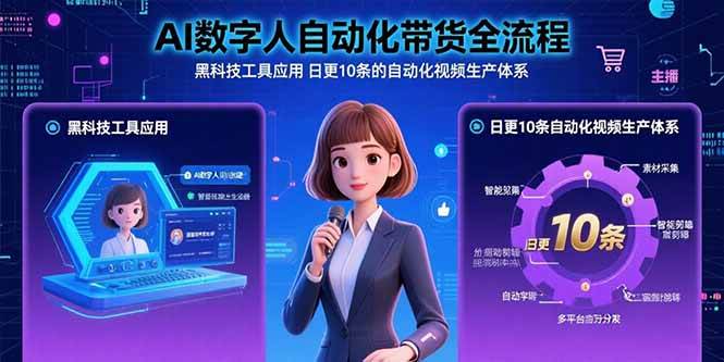 （15699期）AI数字人自动化带货全流程：黑科技工具应用 日更10条的自动化视频生产体系-自由之翼资源网