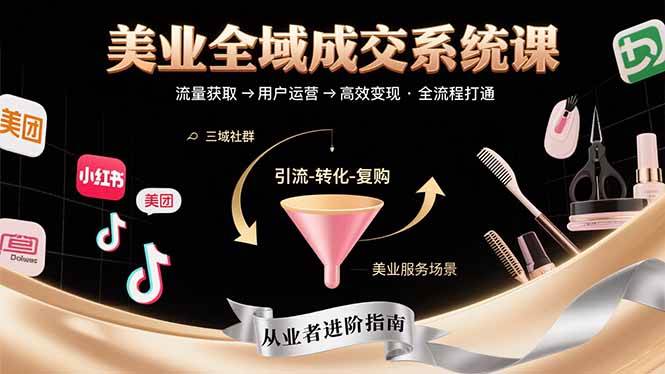 （15650期）美业全域成交系统课程：帮助美业从业者打通从流量获取到高效变现全流程-自由之翼资源网