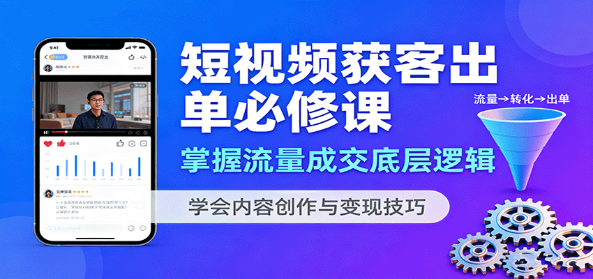短视频获客出单必修课：掌握流量成交底层逻辑，学会内容创作与变现技巧-自由之翼资源网