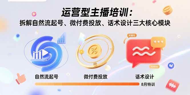 （15654期）运营型主播培训：拆解自然流起号、微付费投放、话术设计三大核心模块-8月-自由之翼资源网
