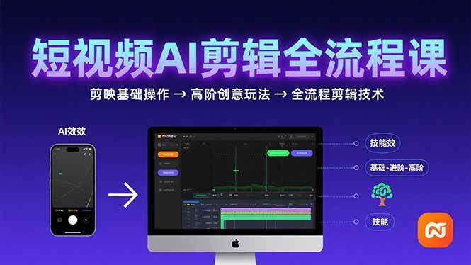 （15647期）短视频AI剪辑技能，从剪映基础操作到高阶创意玩法，全流程剪辑技术-自由之翼资源网