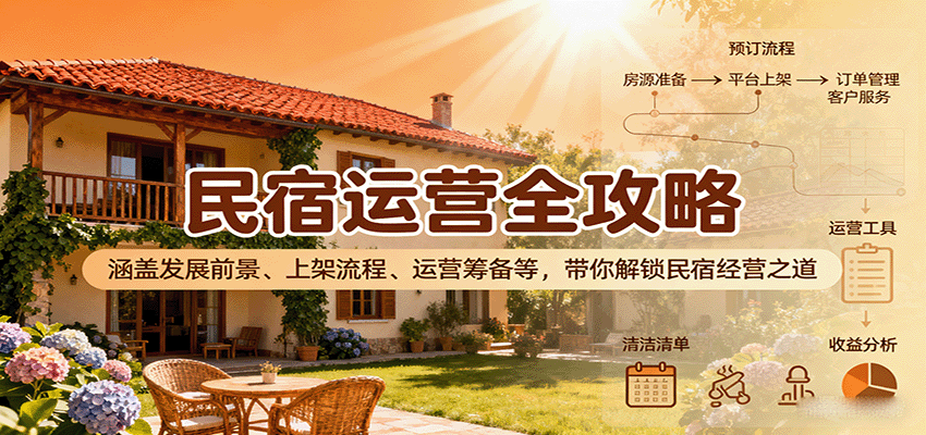 民宿运营全攻略:涵盖发展前景、上架流程、运营筹备等,带你解锁民宿经营之道-自由之翼资源网
