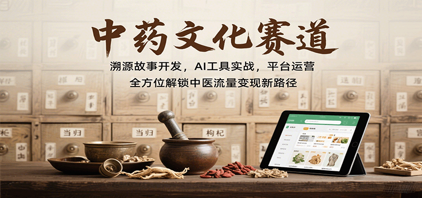 中药文化赛道：溯源故事开发，AI工具实战，平台运营，全方位解锁中医流量变现新路径-自由之翼资源网