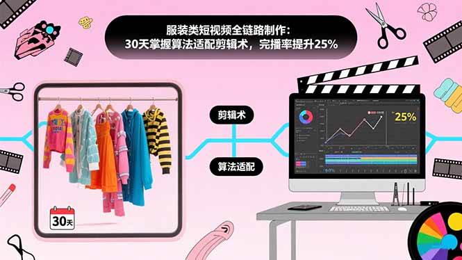 （15655期）服装类短视频全链路制作：30天掌握算法适配剪辑术，完播率提升25%-自由之翼资源网