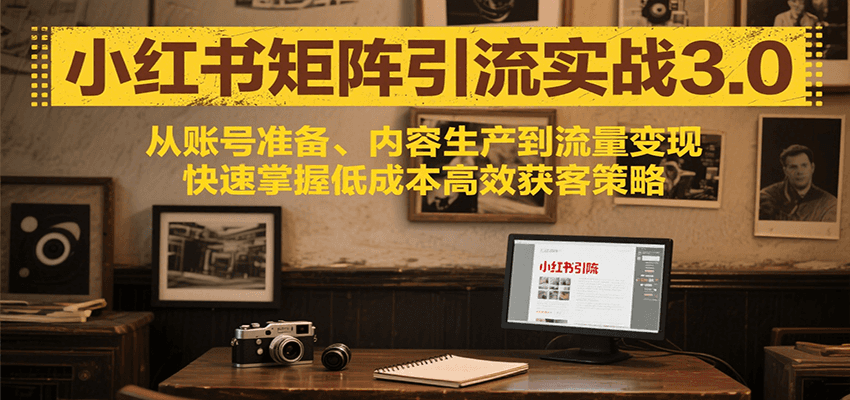 小红书矩阵引流3.0，从账号准备、内容生产到流量变现，快速掌握低成本高效获客策略-自由之翼资源网