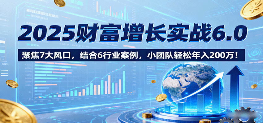 2025财富增长实战6.0，聚焦7大风口，结合6行业案例，小团队轻松年入200万！-自由之翼资源网