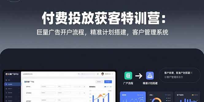 （15426期）付费投放获客特训营：巨量广告开户流程，精准计划搭建，客户管理系统-自由之翼资源网