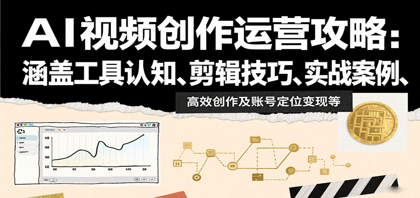 AI视频创作运营攻略：涵盖工具认知、剪辑技巧、实战案例、高效创作及账号定位变现等-自由之翼资源网