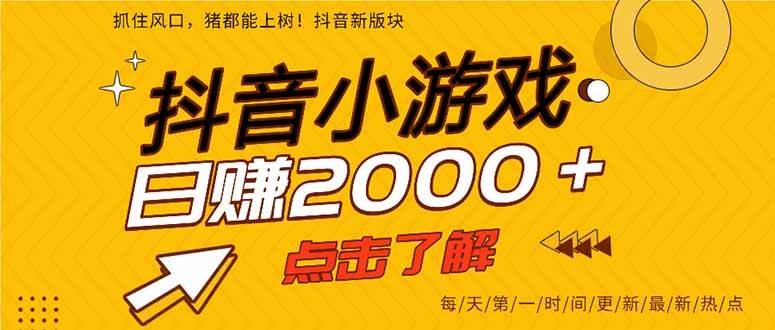 （15529期）抖音小游戏，一部手机日入300+，2025风口项目-自由之翼资源网
