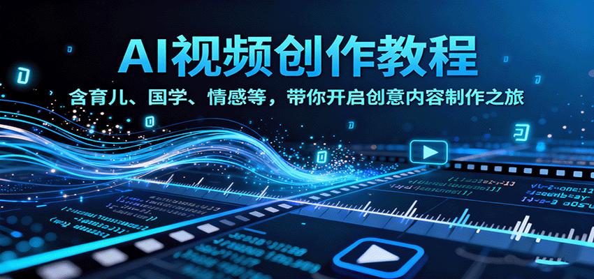 AI视频创富课，含育儿、国学、情感等，带你开启创意内容制作之旅-自由之翼资源网