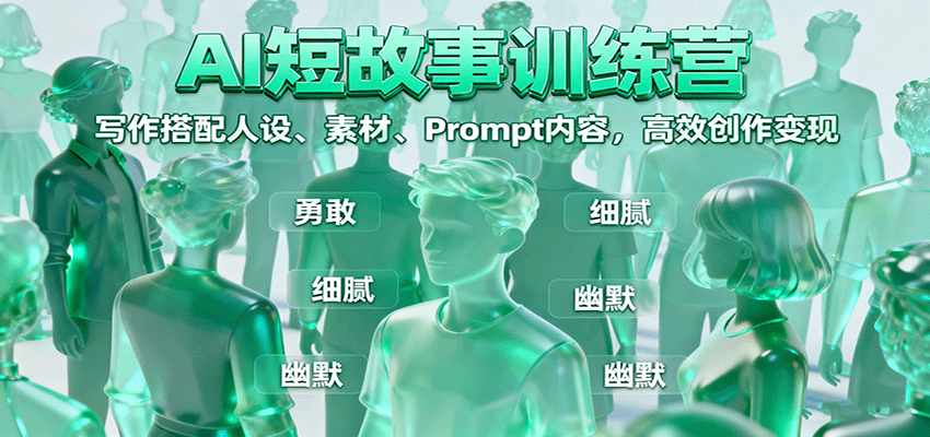 AI短故事训练营：写作搭配人设、素材、Prompt内容，高效创作变现-自由之翼资源网