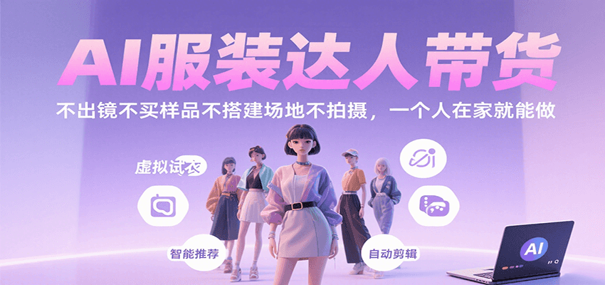 AI服装达人带货，不出镜不买样品不搭建场地不拍摄，一个人在家就能做-自由之翼资源网