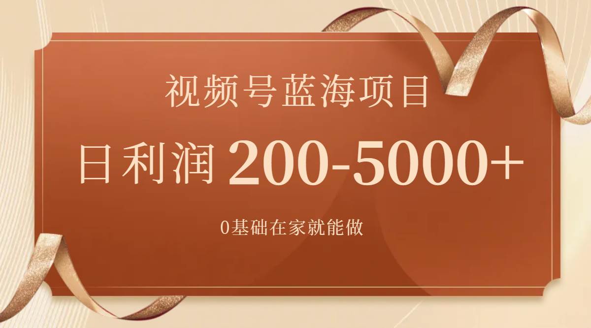 视频号蓝海项目，0基础在家也能做，一天200-5000 【附266G资料】-自由之翼资源网