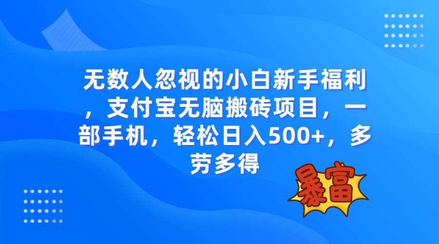 无数人忽视的项目，支付宝无脑搬砖项目，一部手机即可操作，轻松日入500-自由之翼资源网