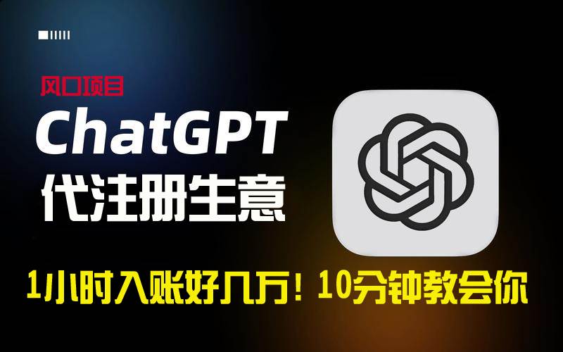 一小时入账好几万！利润大到吓人的ChatGPT代注册小生意，10分钟教会你，...