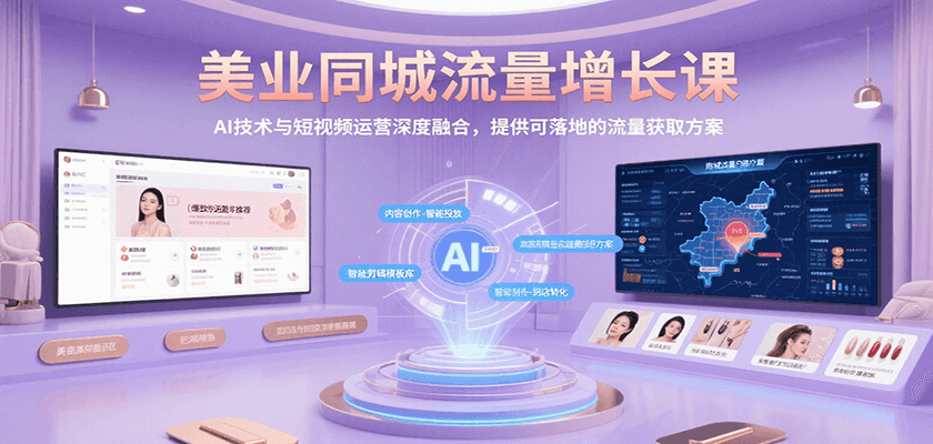 美业同城流量增长课，AI技术与短视频运营深度融合，提供可落地的流量获取方案-自由之翼资源网