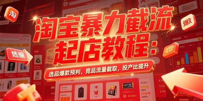 （15468期）淘宝暴力截流起店教程：选品爆款预判，竞品流量截取，投产比提升-自由之翼资源网