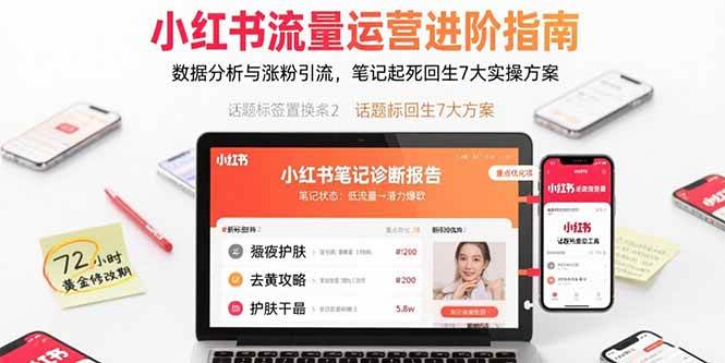 （15827期）小红书流量运营进阶指南，数据分析与涨粉引流，笔记起死回生7大实操方案-自由之翼资源网