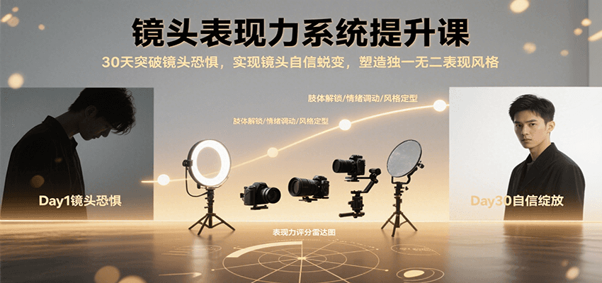 镜头表现力系统提升课，30天突破镜头恐惧实现自信蜕变，塑造独一无二表现风格-自由之翼资源网